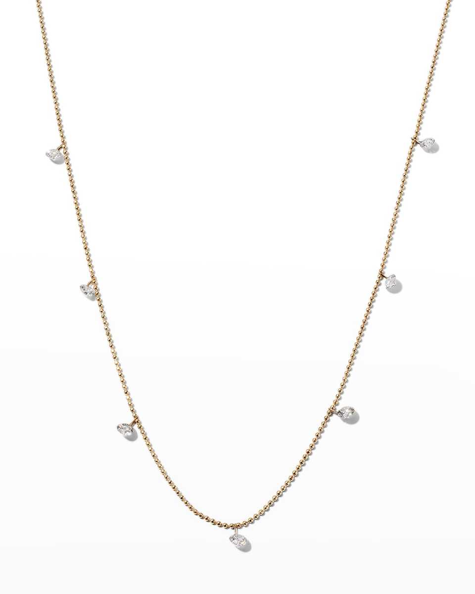 Tiny Floating Diamond Necklace in Yellow